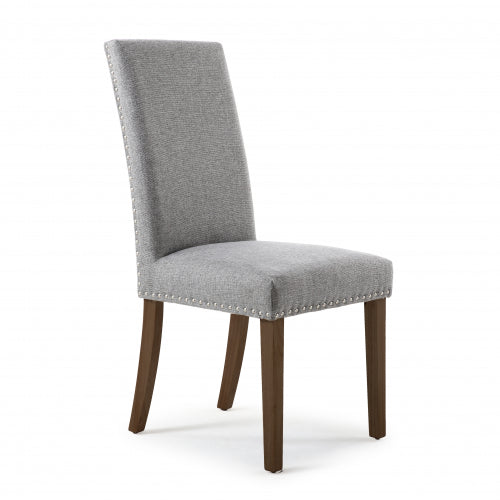 Randall Stud Detail Linen Effect Silver Grey in Walnut Legs