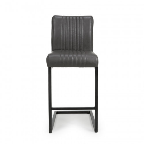 Archer Cantilever Leather Effect Grey Bar Chair