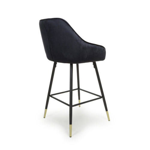 Savanna Brushed Velvet Black Bar Stool