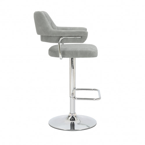 Cortez Leather Effect Light Grey Bar Stool