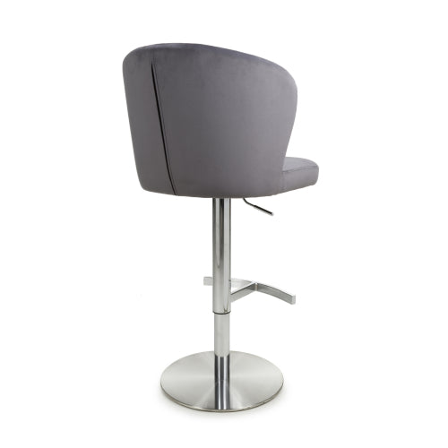 Sigma Brushed Velvet Grey Bar Stool