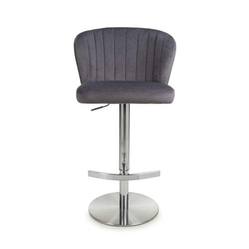 Sigma Brushed Velvet Grey Bar Stool
