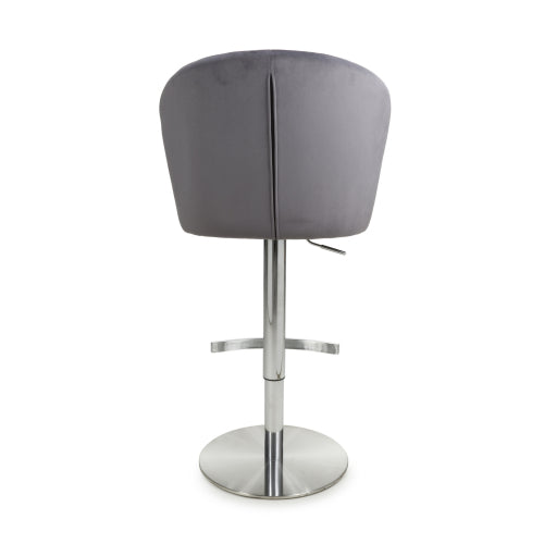 Sigma Brushed Velvet Grey Bar Stool