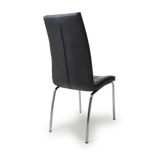 Jenner Leather Effect Black/Chrome Dining Chair
