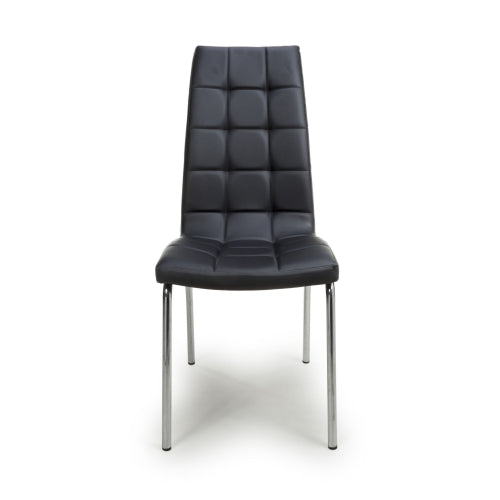 Jenner Leather Effect Black/Chrome Dining Chair
