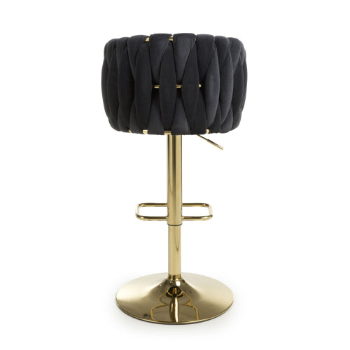 Bellaire Brushed Velvet Black Bar Stool