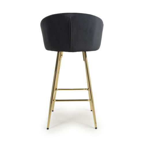 Volero Brushed Velvet Black Bar Stool