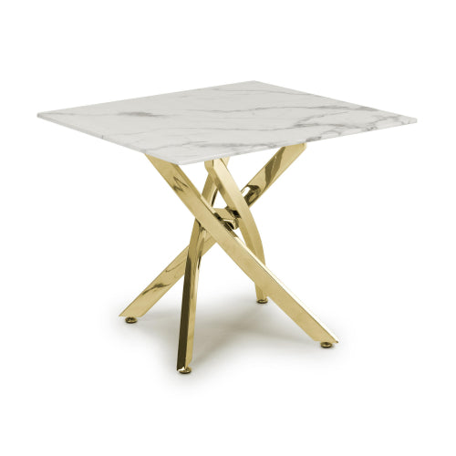 Astoria Square White/Gold End Table