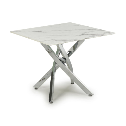 Astoria Square White/Chrome End Table