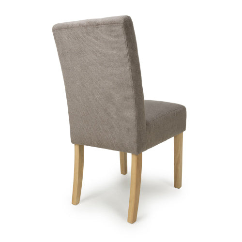 Moseley Waffle Flax Effect Light Brown Dining Chair in Natural Legs