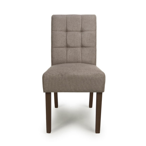 Moseley Waffle Flax Effect Light Brown Dining Chair in Walnut Legs