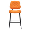 Garrick Real Leather Orange Bar Stool
