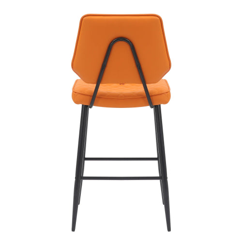 Garrick Real Leather Orange Bar Stool