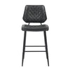 Garrick Real Leather Black Bar Stool