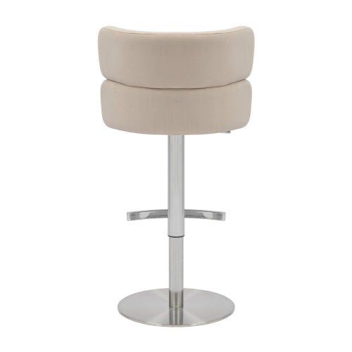 Mason Brushed Velvet Cream/Brushed Steel Bar Stool