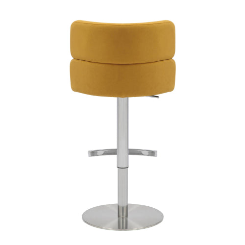 Mason Brushed Velvet Mustard/Brushed Steel Bar Stool