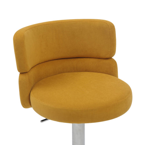 Mason Brushed Velvet Mustard/Brushed Steel Bar Stool