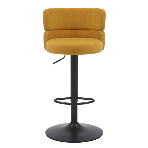 Mason Brushed Velvet Mustard/Black Bar Stool