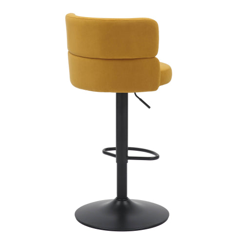 Mason Brushed Velvet Mustard/Black Bar Stool