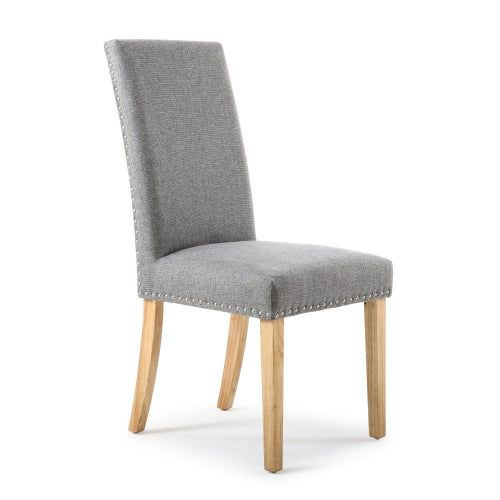Randall Stud Detail Linen Effect Silver Grey in Natural Legs