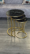 Bishop Round Nest Of Tables Set - 3 Pieces Nesting Table Tempered Glass Top