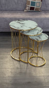 Roydon Round Nest Of Tables Set - 3 Pieces Nesting Table Tempered Glass Top