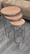 Elly Round Nest Of Tables Set - 3 Pieces Nesting Table Wood Top