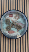 Exotic Map Moving Gears Decorative Wall Clock Oversize Extra Large 23 Inch/60 cm