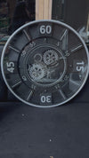 Milano Moving Gears Decorative Wall Clock Oversize Extra Large 23 Inch/60 cm Chrome