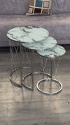 Brooklyn Round Nest Of Tables Set - 3 Pieces Nesting Table Tempered Glass Top