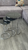 Paglia Round Nest Of Tables Set - 3 Pieces Nesting Table Tempered Glass Top