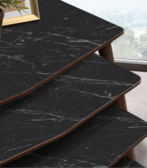 VH Vega nesting coffee table set - Black Marble Pattern - view 5
