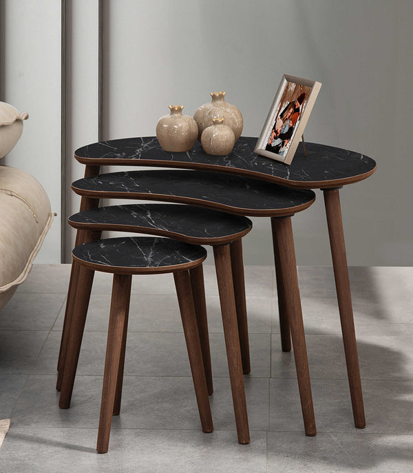 VH Moon nesting coffee table set - Black Marble Pattern - view 2