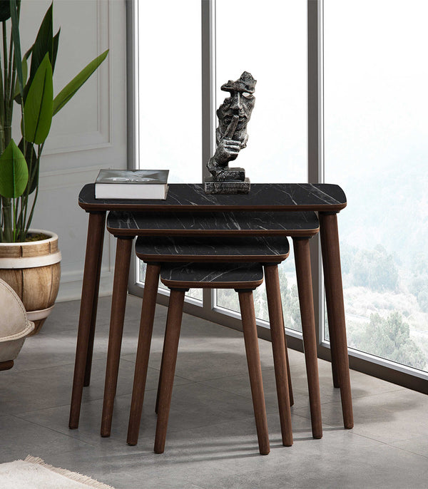 VH Luci nesting coffee table set - Black Marble Pattern - view 3