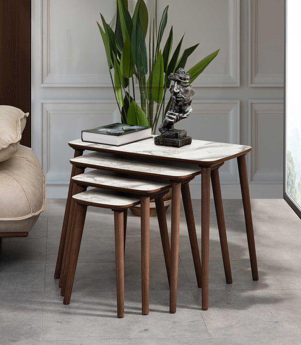 VH Luci nesting coffee table set - White Marble Pattern
