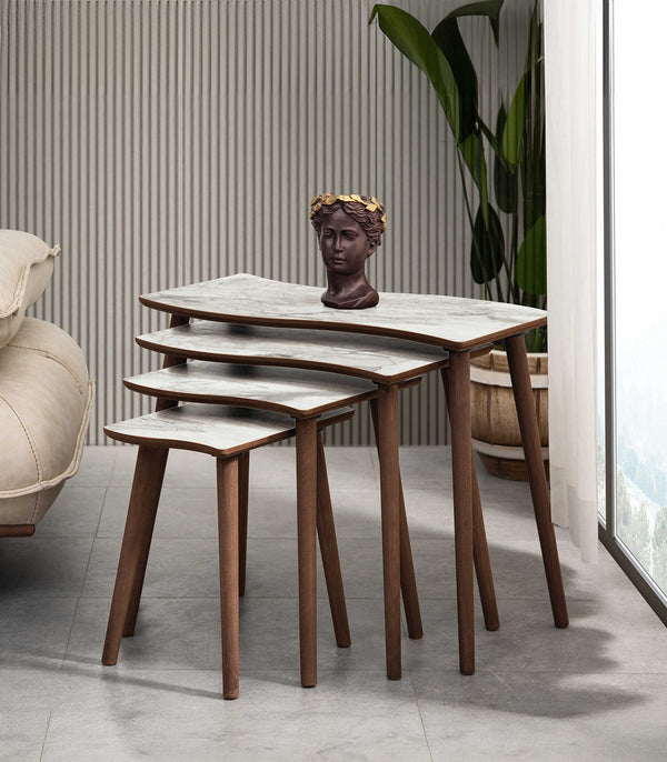 VH Salsa nesting coffee table set - White Marble Pattern
