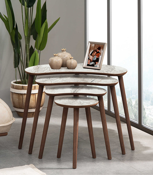 VH Moon nesting coffee table set - White Marble Pattern - view 3