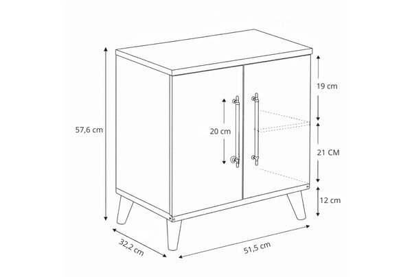 Dimensions and measurement guide for Lumen bedside cabinet - Sohowells